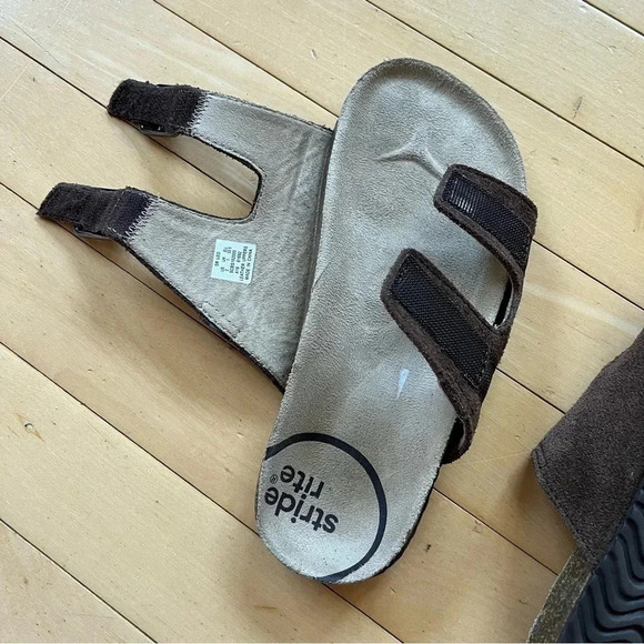 Stride Rite Leo Suede Leather Slide Sandals Adjustable Straps Kids Size 2 - Picture 8 of 9